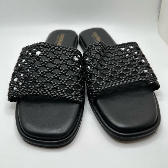 CUSHIONAIRE Women's basket weave slide sandal +Memory Foam 9 WIDE BLACK - Picture 2 of 7